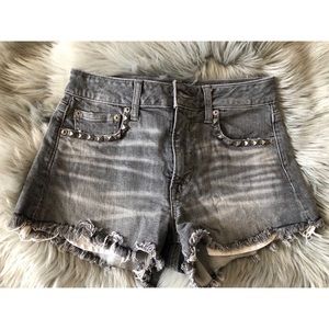 Studded denim shorts